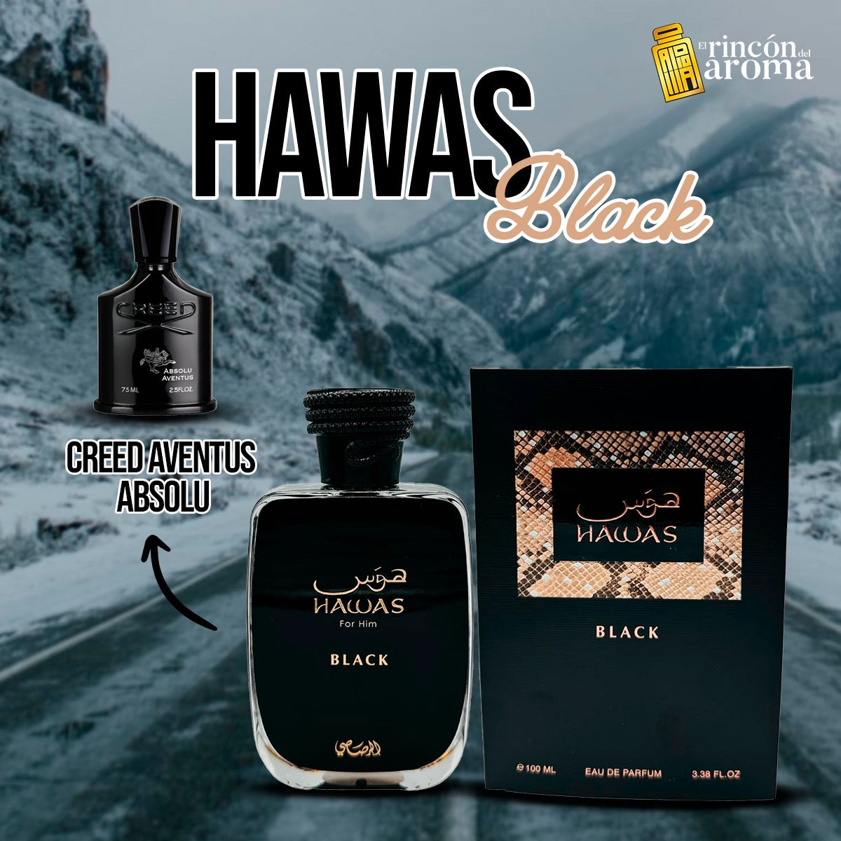 Rasasi Hawas Black Eau de Parfum para Hombre EDP 100ML