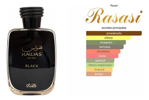 Rasasi Hawas Black Eau de Parfum para Hombre EDP 100ML