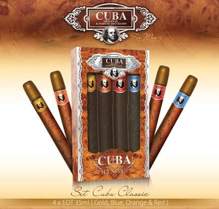 Cuba Classic For Men Set 4 pzas (Gold, Blue, Red y Orange)