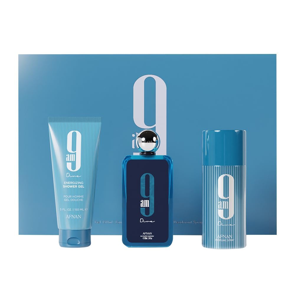 SET AFNAN 9 AM DIVE 100ML. EDP + DESODORANTE SHOWER GEL