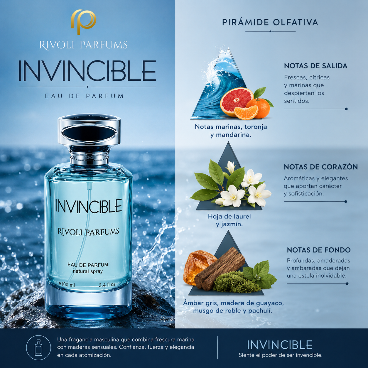 RIVOLI PARFUMS INVINCIBLE 100 ML. EDP.