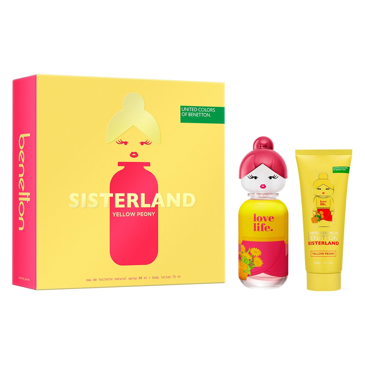 SET BENETTON SISTERLAND YELLOW PEONY 100ML EDT +  CREMA