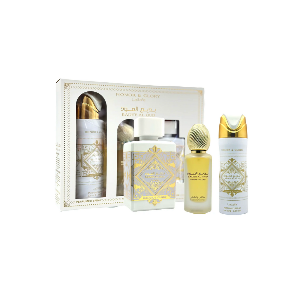 SET LATTAFA BADE AL HONOR 100ML EDP + HAIR MIST+ DESODORANTE