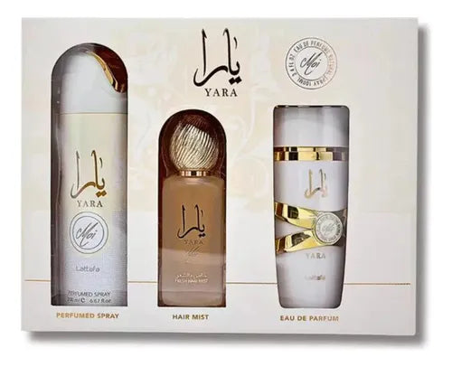 SET LATTAFA YARA MOI 100ML EDP + HAIR MIST + BODY SPRAY