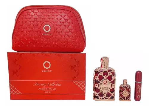 SET Amber Rouge EDP 80ml + Mini + Atomizer + Bolsa