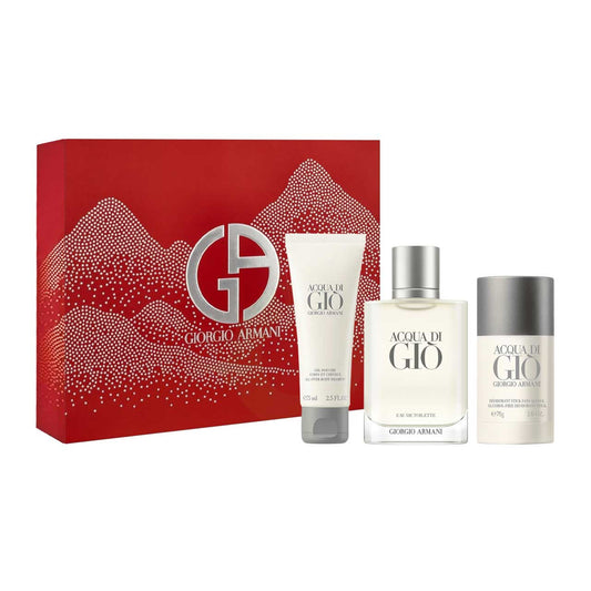 Set Acqua Di Gio 3Pzs 100Ml Edt Spray +  Shower Gel 75Ml  + Desodorante