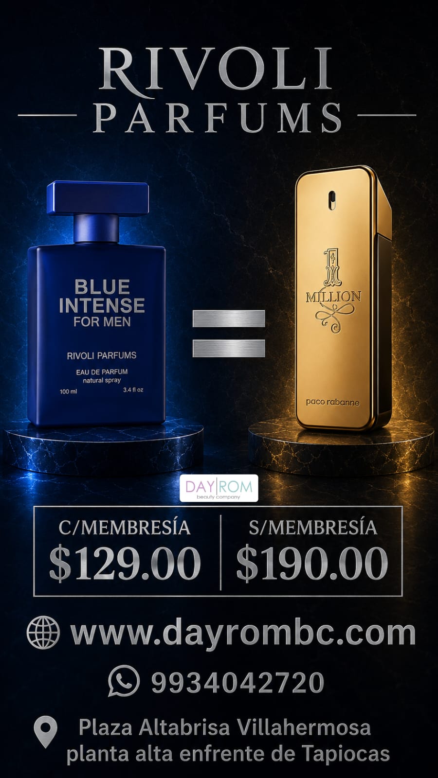 RIVOLI PARFUMS BLEU INTENSE 100 ML EDP.