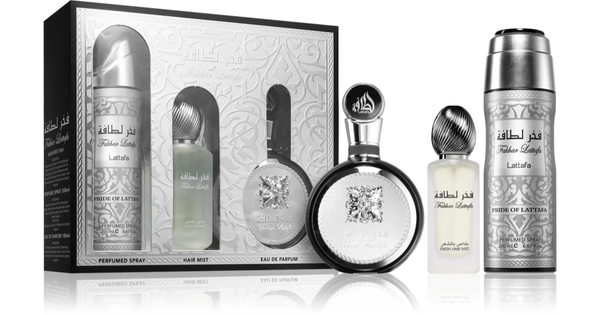SET LATTAFA FAKHAR 100ML EDP. + LOCIÓN PARA EL CABELLO + LOCIÓN CORPORAL